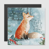 Forêt d'hiver, renard, saint Noël Carte magnétique (Devant / Derrière)