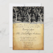 Forêt d'or Invitations de mariage d'arbre romantiq (Devant)