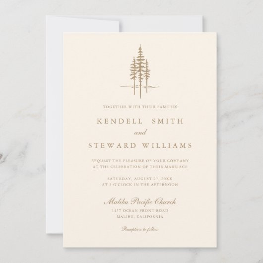 Forêt d'or moderne Faire-part de mariage rustique (Devant)