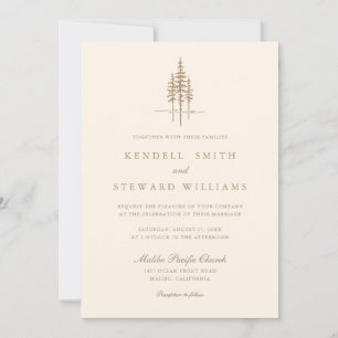 Forêt d'or moderne Faire-part de mariage rustique