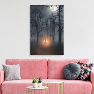 Forêt embrumée au clair de lune & Toile emballée a