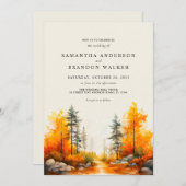 Forêt en automne faire-part de mariage (Devant / Derrière)