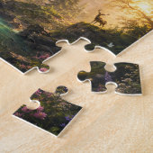 Forêt Enchantée Cerf Cascade Fantaisie Puzzle (Côté)