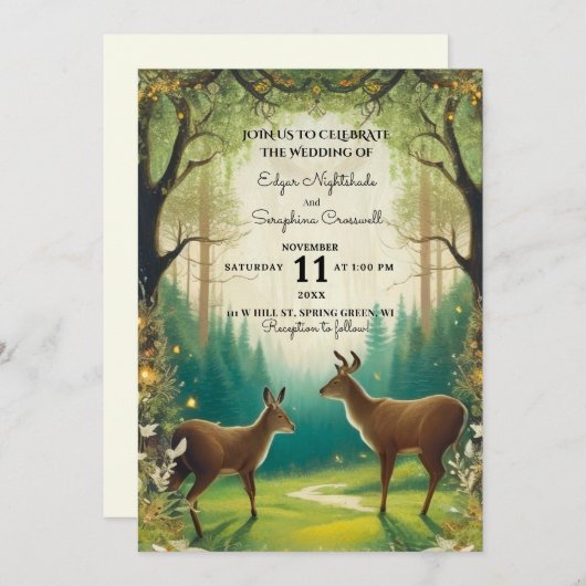 Forêt enchantée Dreamy Invitations de mariage rust (Devant / Derrière)