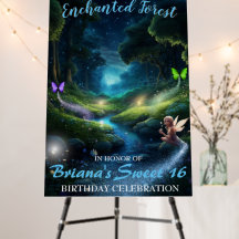 Forêt enchantée Fée Sweet 16 Affiche de bienvenue