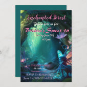 Forêt enchantée Fée Sweet 16 Invitation (Devant / Derrière)