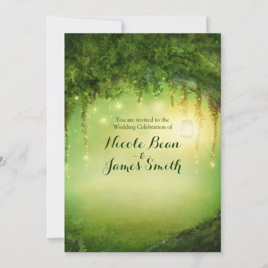 Forêt enchantée Invitations de mariage rustique (Devant)