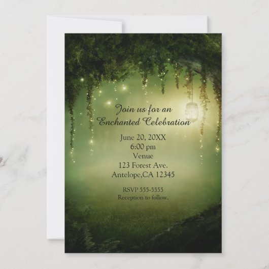 Forêt enchantée Invitations de mariage rustique (Dos)