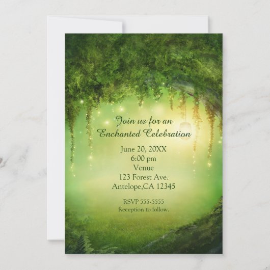 Forêt enchantée Invitations de mariage rustique (Dos)