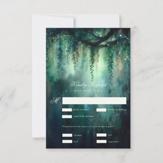 Forêt enchantée Lumières Fée Magique Mariage RSVP (Devant)
