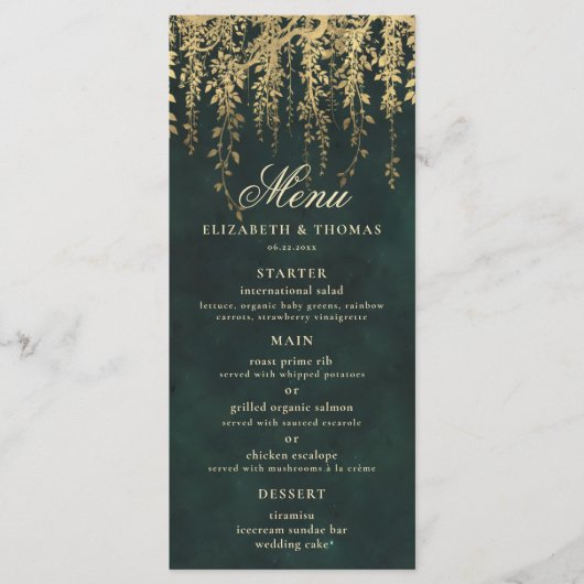 Forêt enchantée Magic Gold Foliage Menu Mariage (Devant)