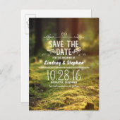 Forêt enchantée rustique enregistrer la date carte (Devant / Derrière)