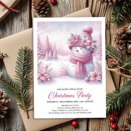 Forêt enneigée élégante pour enfants Invitation de