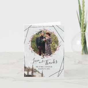 Forêt et corbeau plié Carte de remerciements