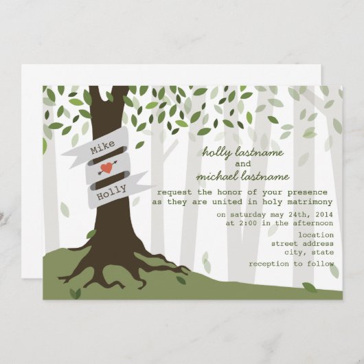 Forêt / Faire-part de mariage boisé (Devant / Derrière)