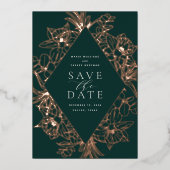 Forêt | Floral Diamond Foil Enregistrer la carte d (Recto)