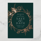 Forêt | Floral Foil Enregistrer la carte de date (Recto)