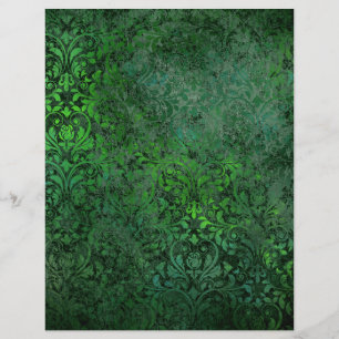 Forêt foncée Vert Damas Floral Papier à gratte-cie