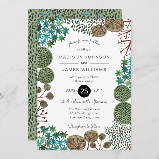 Forêt forestière d'arbres | MARIAGE | Invitation (Devant / Derrière)