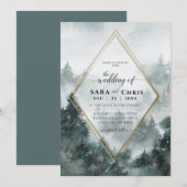 Forêt forestière | Faire-part de mariage aquarelle (Devant / Derrière)