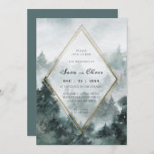 Forêt forestière | Faire-part de mariage aquarelle (Devant / Derrière)