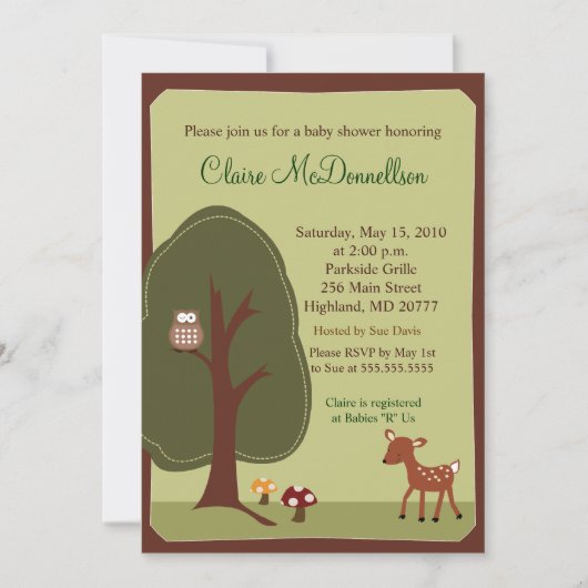 Forêt forestière Nature 5x7 Baby shower Invitation (Devant)