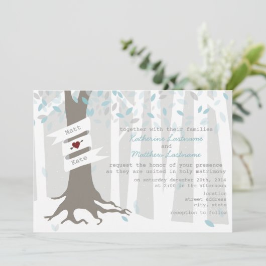 Forêt / Forêt Faire-part de mariage de neige hiver (Debout devant)
