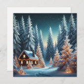 Forêt givrée Décor de Noël Appartement Carte de va (Devant / Derrière)
