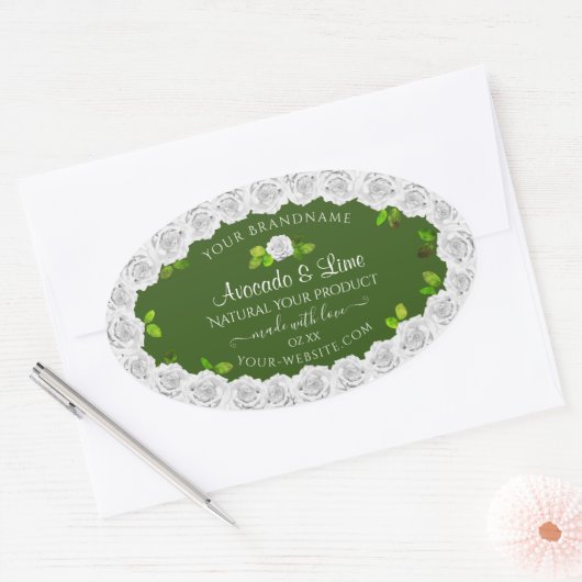 Forêt Green Emballage Étiquette Roses blanches (Enveloppe)