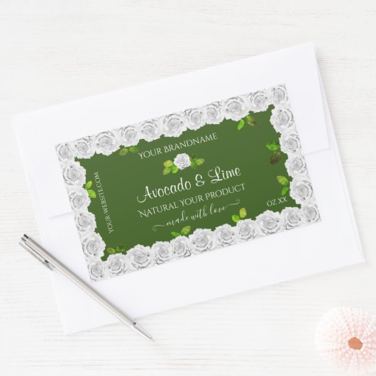 Forêt Green Emballage Étiquette Roses blanches (Enveloppe)