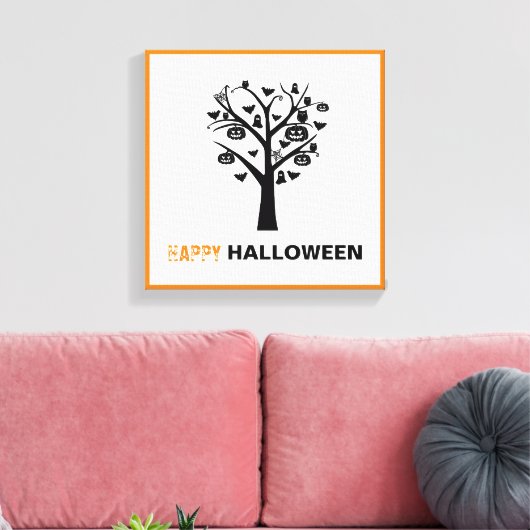 Forêt hantée, toile d'Halloween (Insitu(Salon))