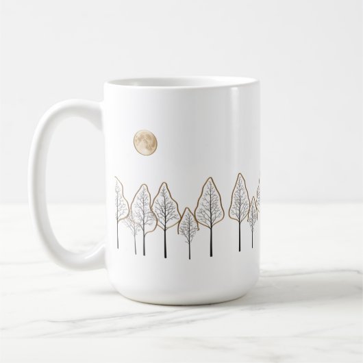 Forêt Lune D'Or - Art Minimal Mug Classique (Gauche)
