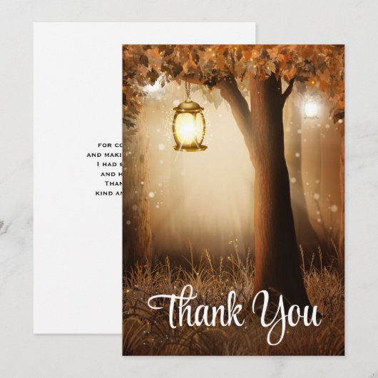 Forêt magique avec Fairy Lights Carte de remerciem (Devant / Derrière)