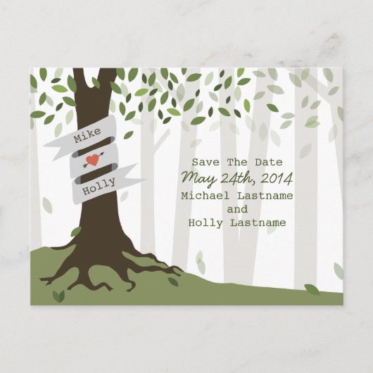 Forêt / Mariage Woodland Enregistrer La Date Carte (Devant)