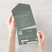 Forêt moderne vert QR Code Tout en un Invitation (Déchirure)
