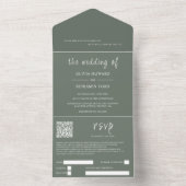 Forêt moderne vert QR Code Tout en un Invitation (À l'intérieur)