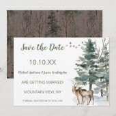 Forêt Montagne Pin Cerf Save the Date (Devant / Derrière)