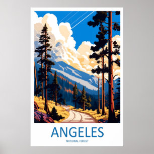 Forêt nationale d'Angeles Affiche de voyage vintag