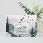 Forêt naturelle et oiseaux avec carte RSVP de repa (Debout devant)