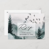 Forêt naturelle et oiseaux avec carte RSVP de repa (Devant / Derrière)