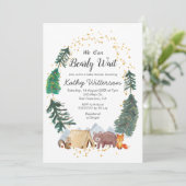 Forêt Nous pouvons attendre baby shower Invitation (Debout devant)