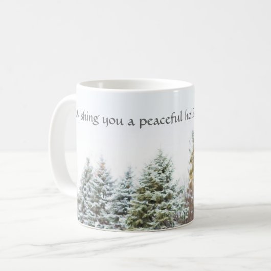 Forêt paisible Fête d'hiver Café Mug (Devant gauche)