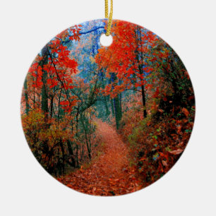 Forêt peinte Flamme d'automne Aquarelle ornement