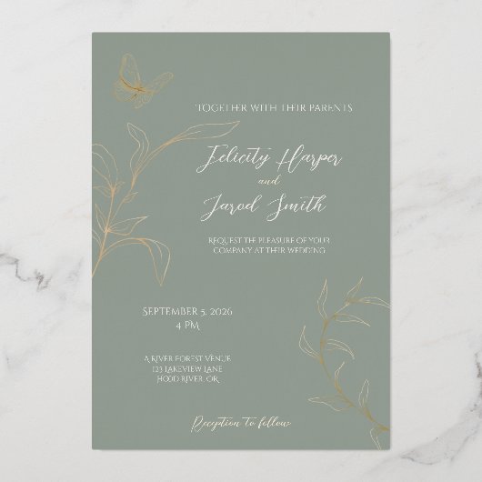 Forêt romantique - Faire-part de mariage (Recto)