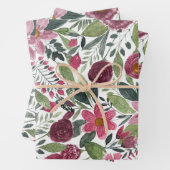 Forêt rose Mauve Vert Aquarelle Fleurs Feuilles (En situation)