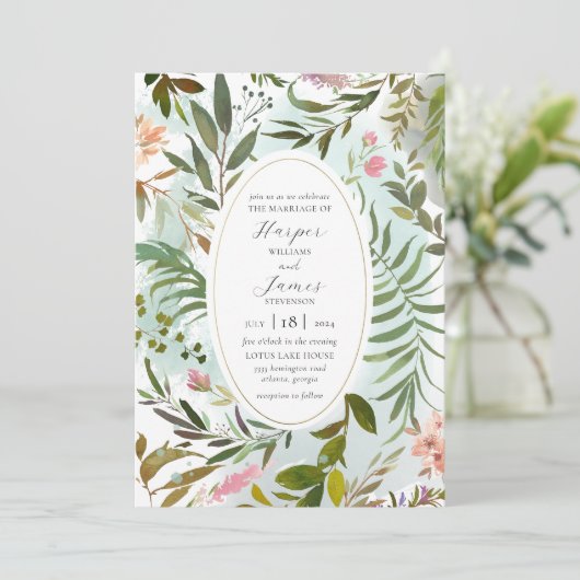 Forêt rustique Faire-part de mariage de verdure (Debout devant)