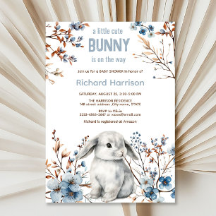 Forêt rustique mignon lapin baby shower invitation