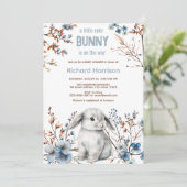 Forêt rustique mignon lapin baby shower invitation (Debout devant)