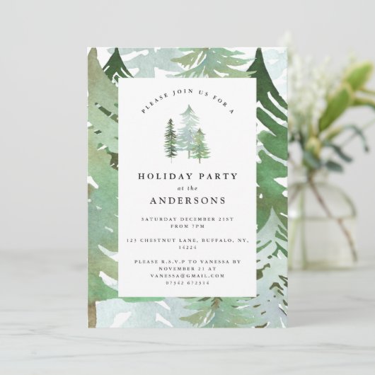 Forêt rustique moderne Invitation Fête de Vacances (Debout devant)