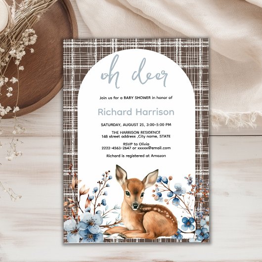Forêt rustique Oh cerf mignon invitation baby show